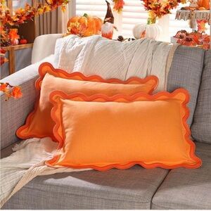 Folkulture 12X20 Orange Scalloped Cotton Pillow
